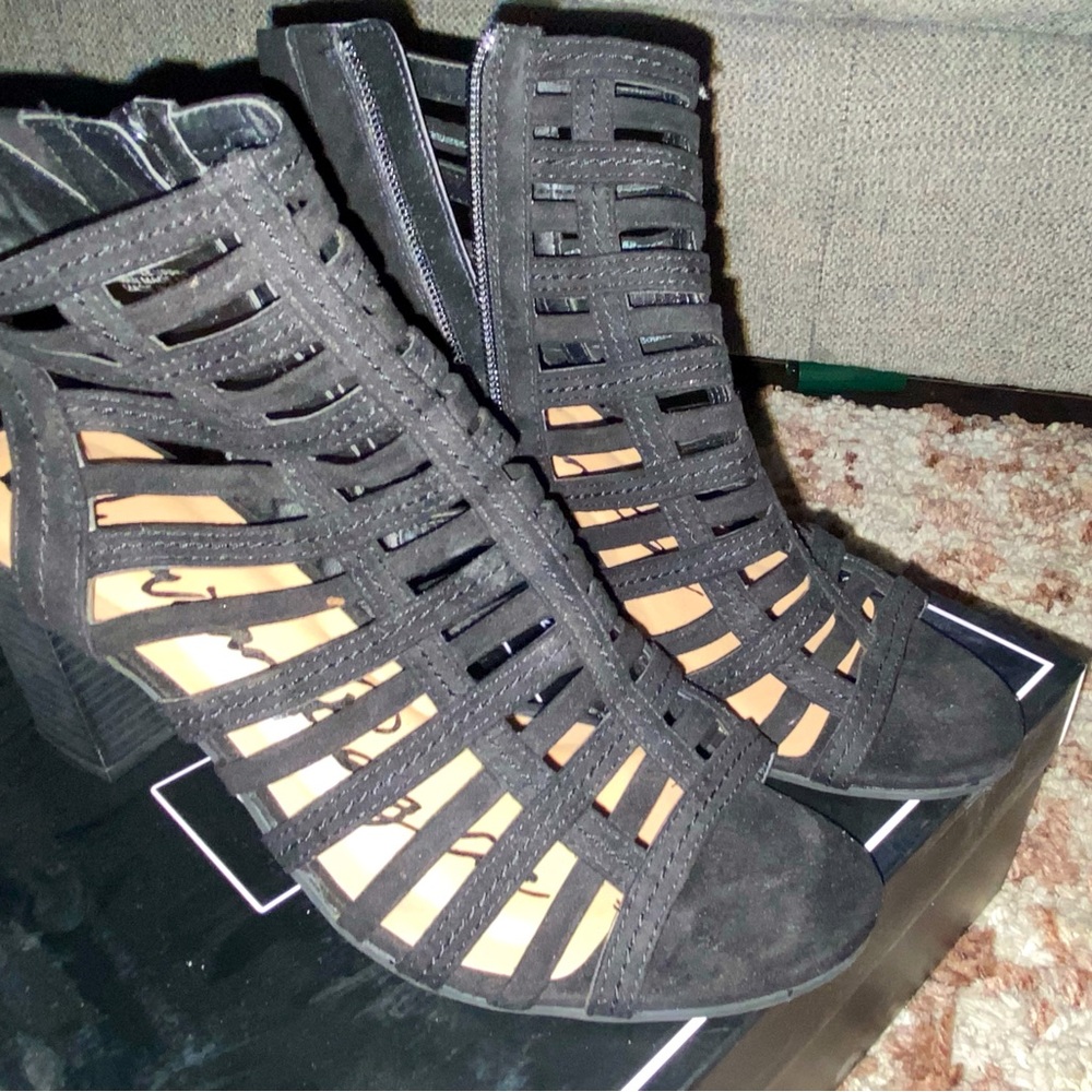 American Rag Black Suede Chunky Heels